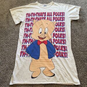 Looney Tunes Porky Pig Vintage Single Stitch Long Night Shirt 1993